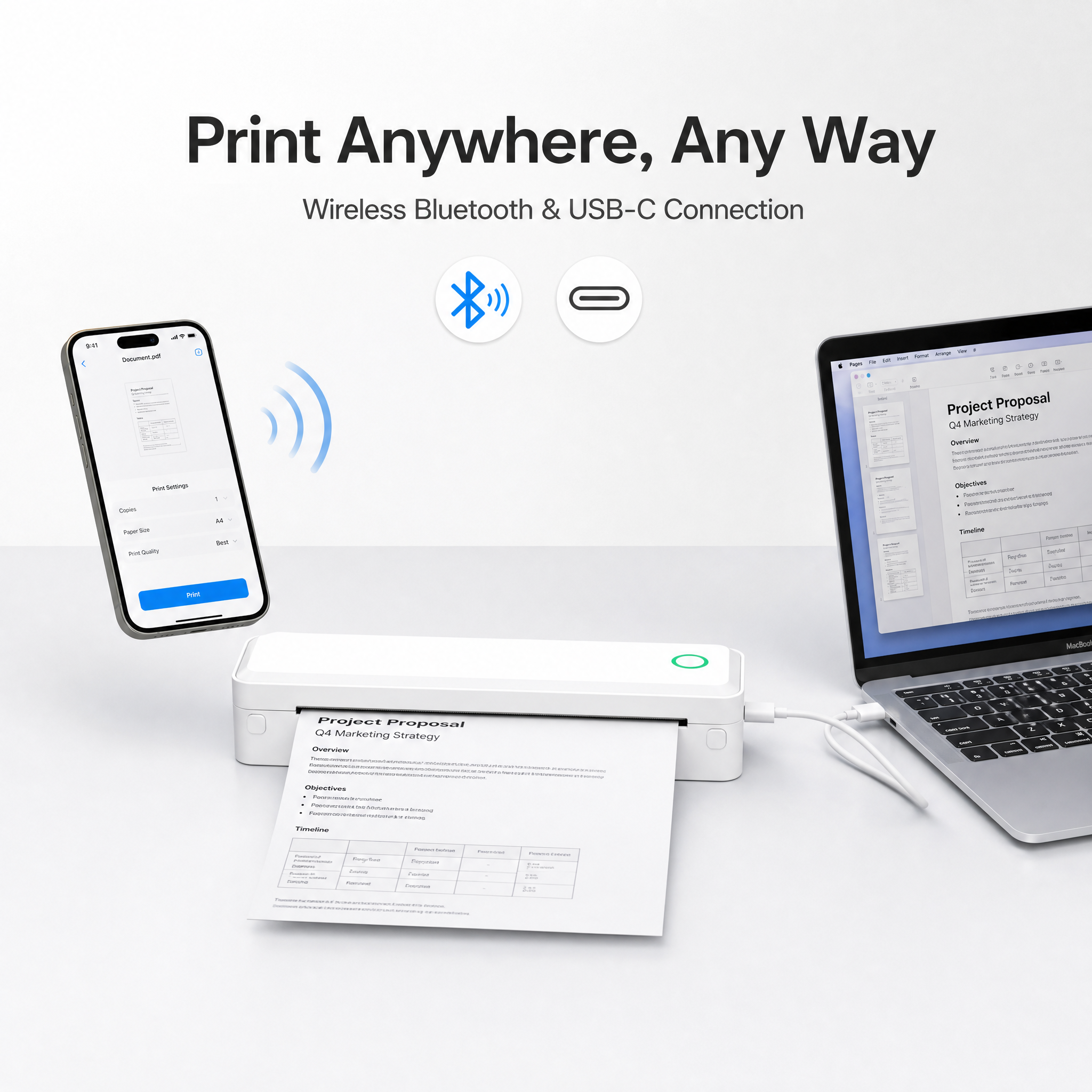 KNAON U8 Wireless A4 Thermal Printer