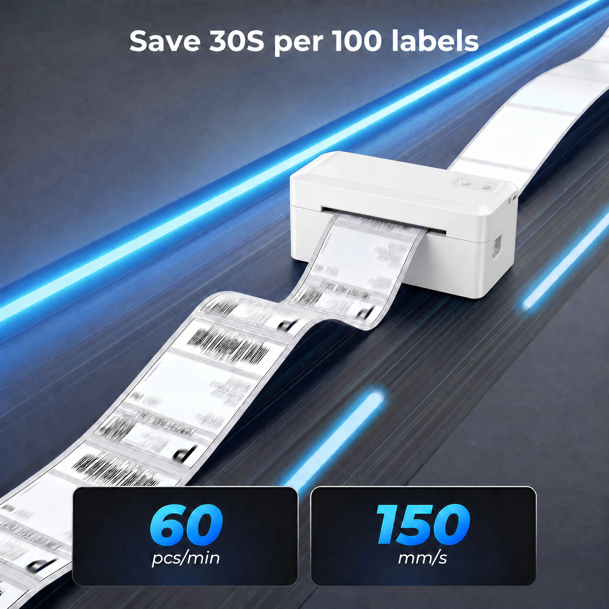 KNAON Y41BT Bluetooth Thermal Label Printer for 4x6 Shipping Labels and Product Labels - White