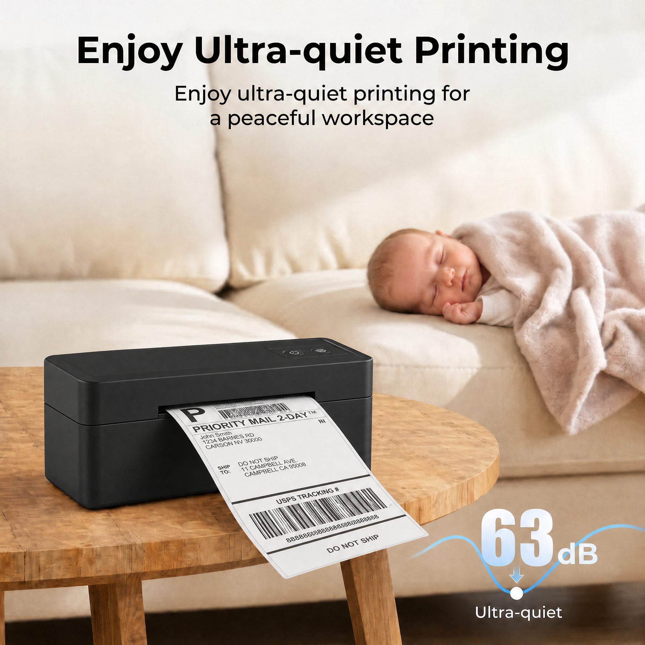 KNAON Y41BT Bluetooth Thermal Label Printer for 4x6 Shipping Labels and Product Labels - Black