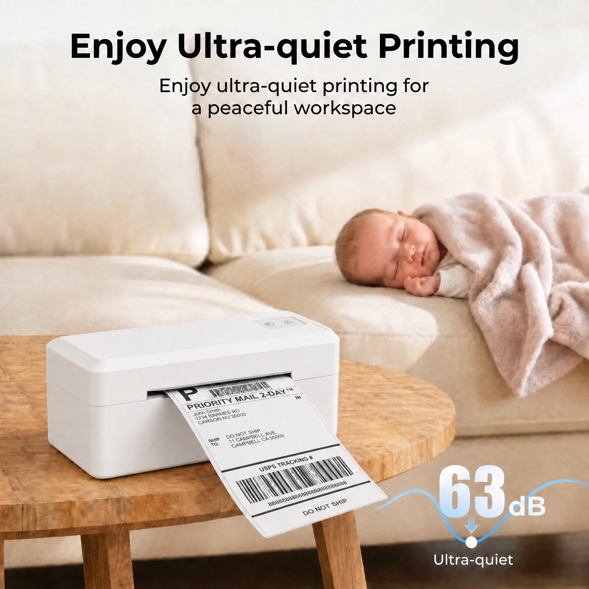 KNAON Y41BT Bluetooth Thermal Label Printer for 4x6 Shipping Labels and Product Labels - White
