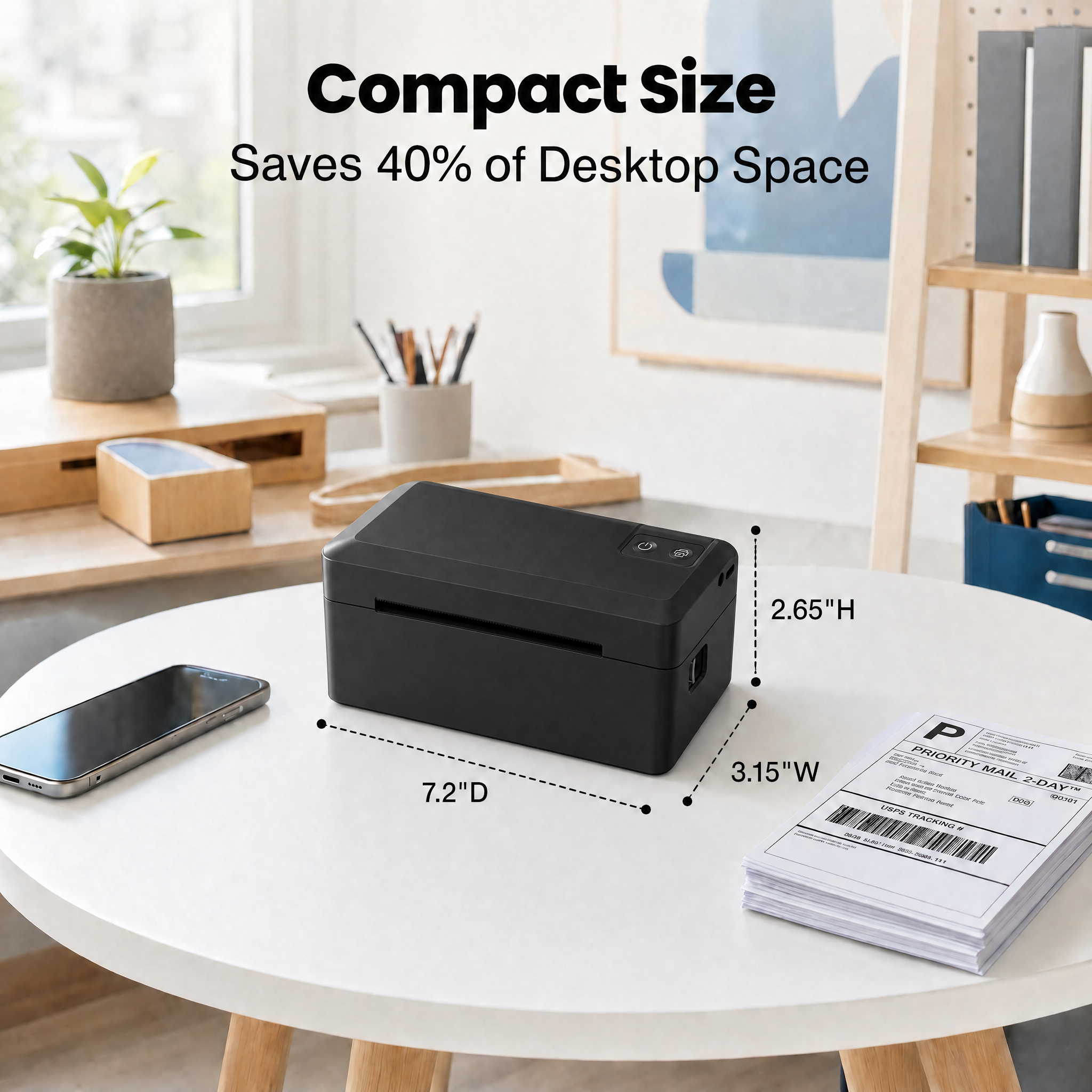 KNAON Y41BT Bluetooth Thermal Label Printer for 4x6 Shipping Labels and Product Labels - Black
