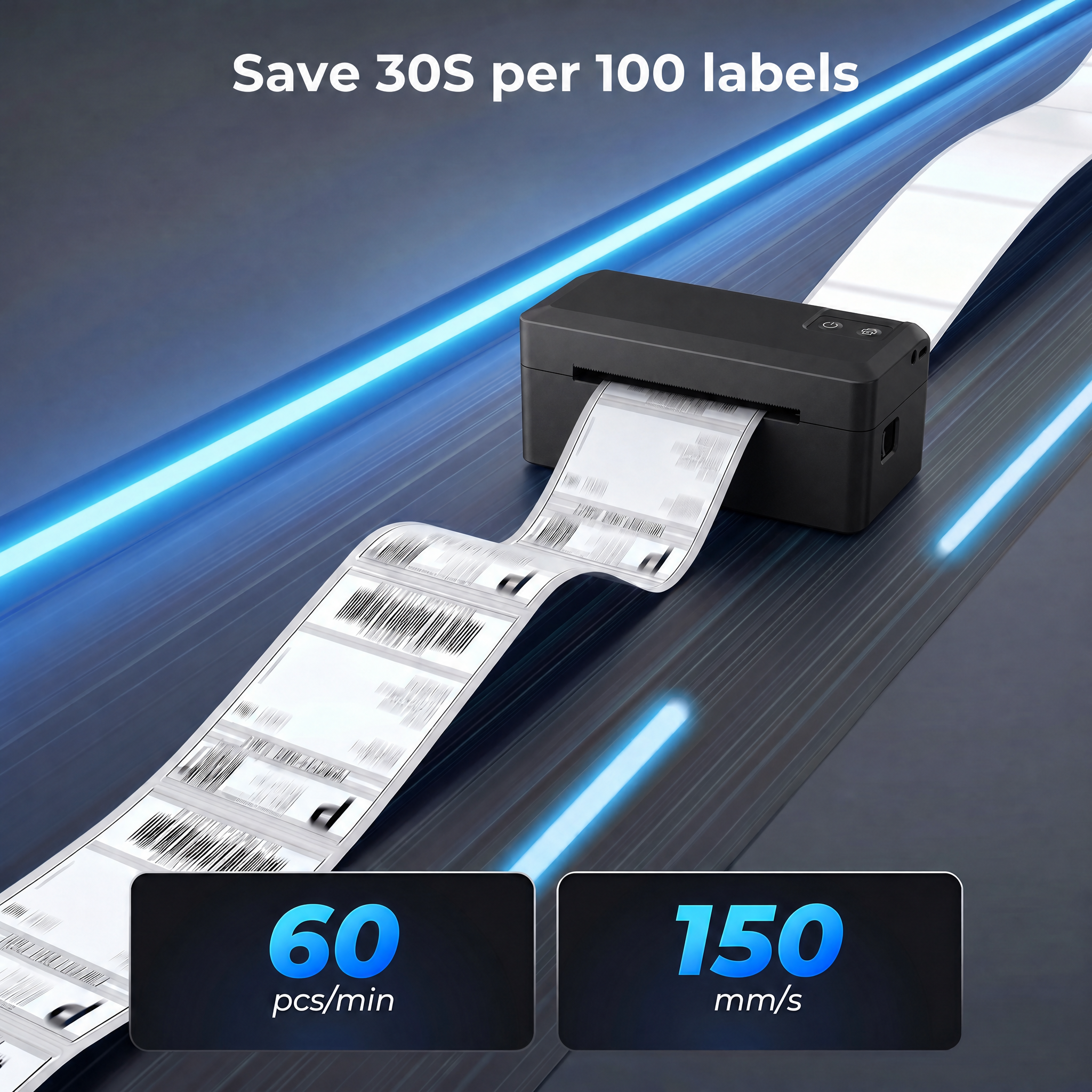 KNAON Y41BT Bluetooth Thermal Label Printer for 4x6 Shipping Labels and Product Labels - Black