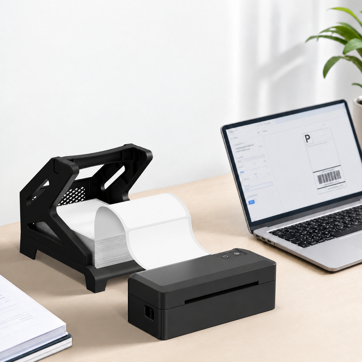 KNAON Y41BT Bluetooth Thermal Label Printer for 4x6 Shipping Labels and Product Labels - Black