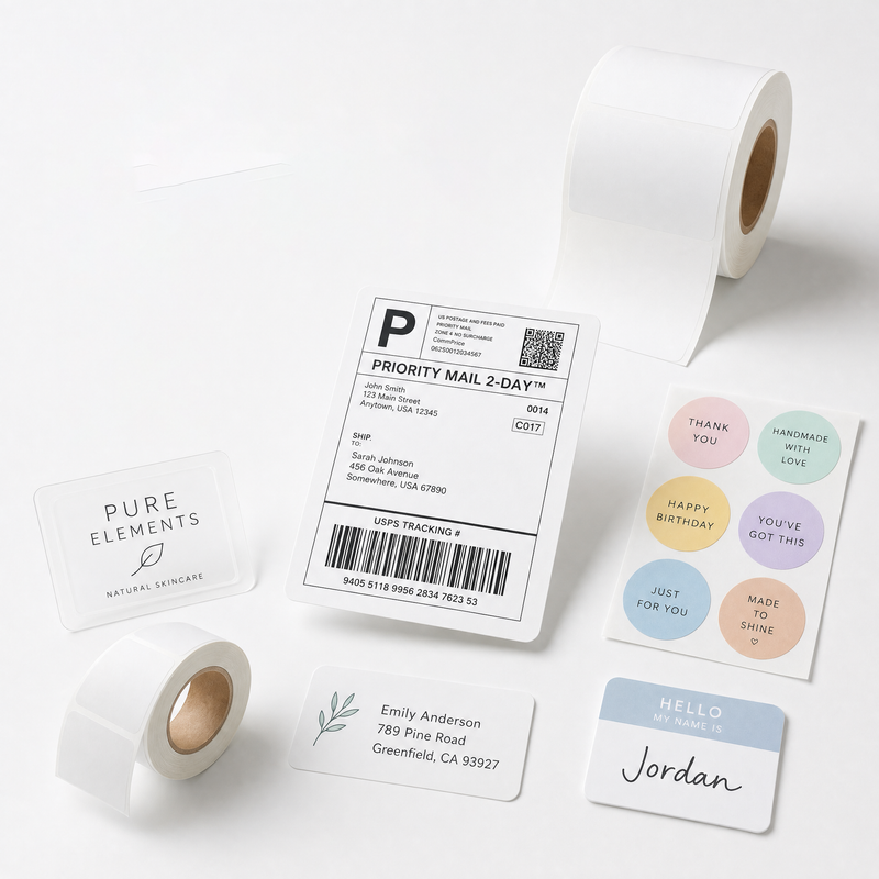 KNAON thermal paper and label rolls for 4x6 shipping labels, address labels, and sticker printing