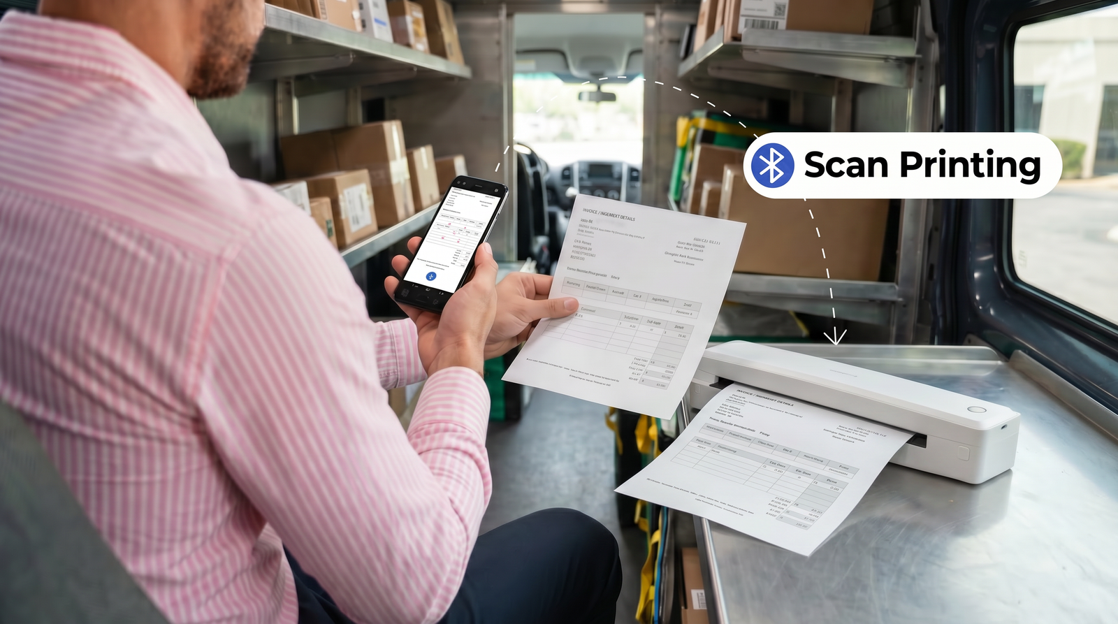 KNAON U8 Bluetooth A4 thermal printer supports scan printing for invoices, forms, and mobile work documents