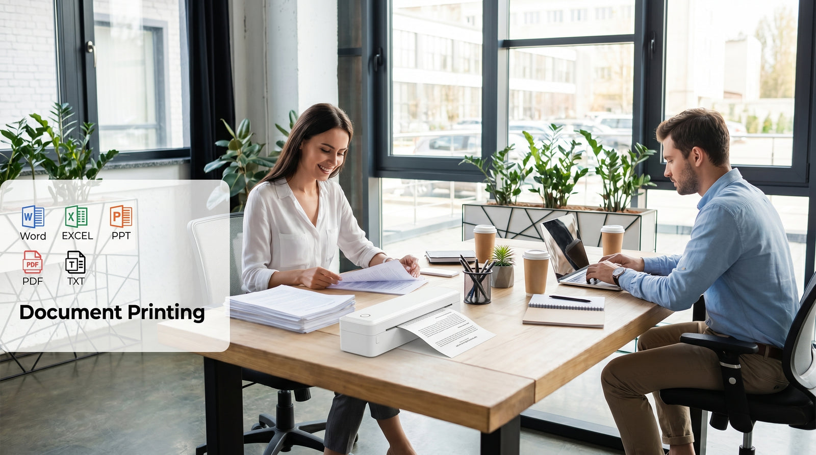 KNAON U8 inkless A4 printer for office document printing with Word, Excel, PPT, PDF, and TXT file support