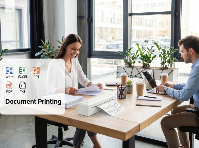 KNAON U8 inkless A4 printer for office document printing with Word, Excel, PPT, PDF, and TXT file support