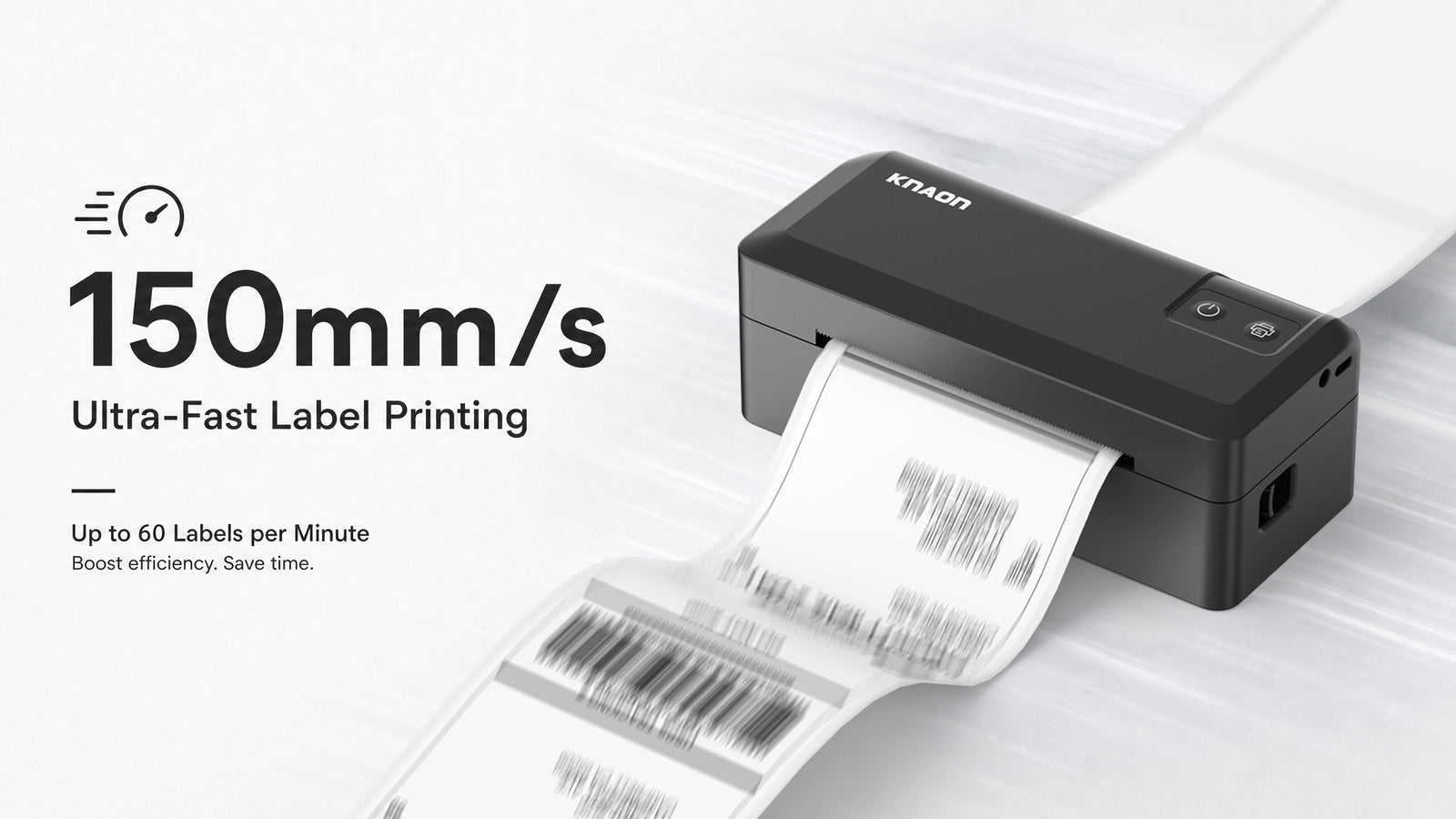 KNAON Y41BT black Bluetooth shipping label printer with 150mm/s ultra-fast printing for small business shipping labels