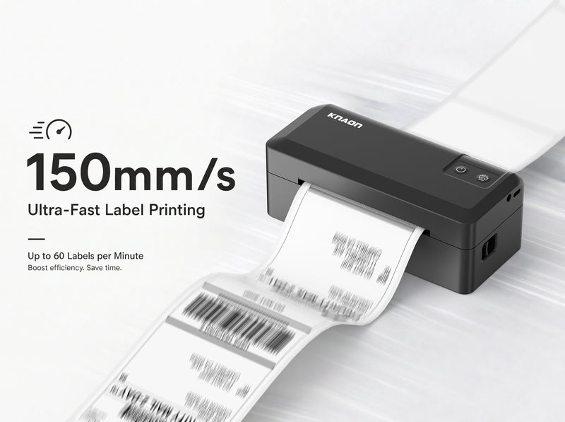 KNAON Y41BT black Bluetooth shipping label printer with 150mm/s ultra-fast printing for small business shipping labels