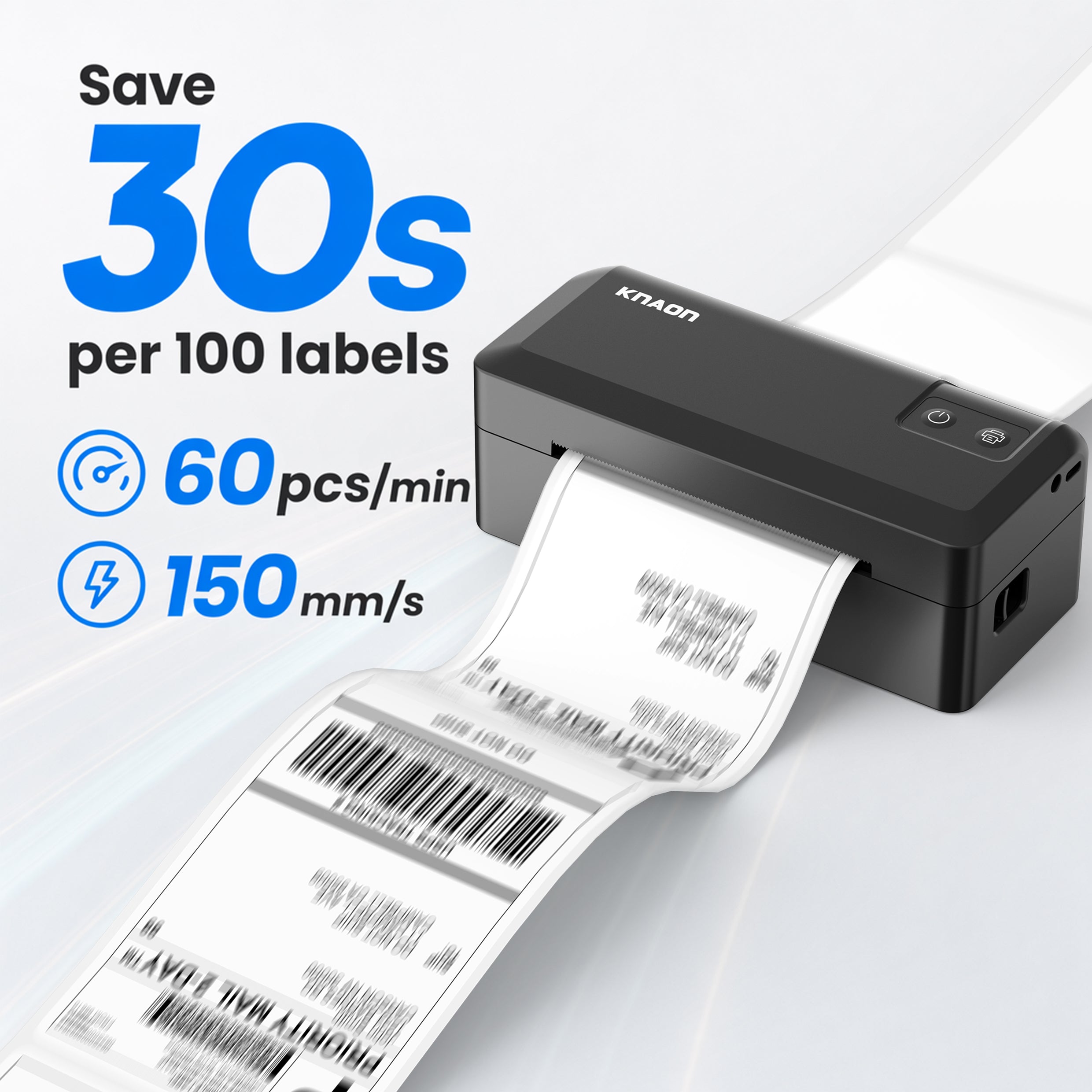 KNAON Y41BT black thermal shipping label printer with 150mm/s fast printing for high-volume shipping labels