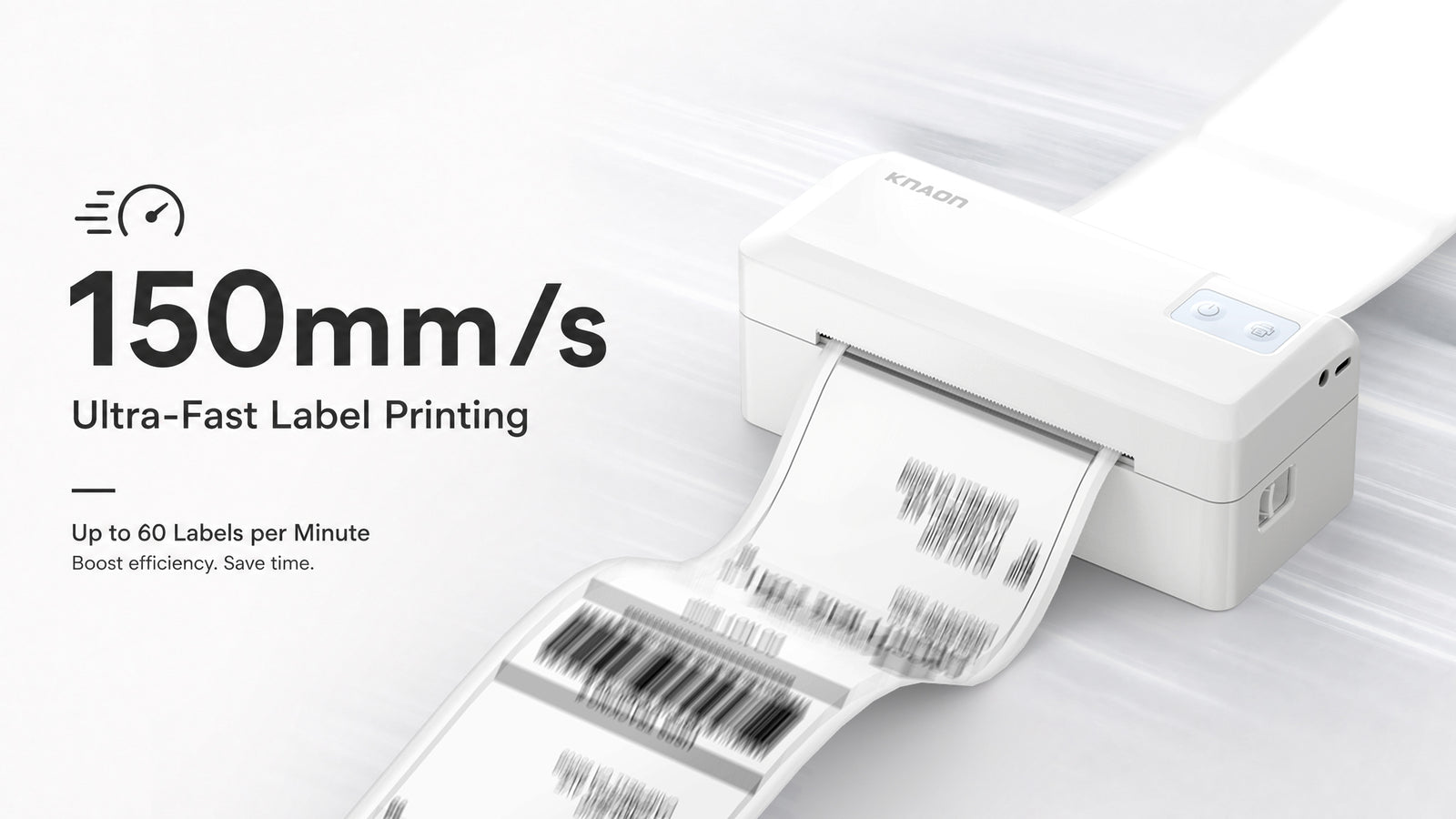 KNAON Y41BT white Bluetooth shipping label printer with 150mm/s ultra-fast printing for small business shipping labels