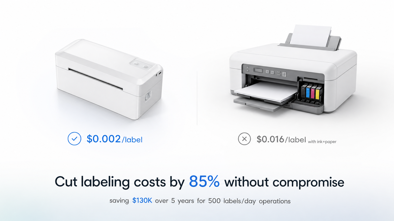 KNAON Y41BT black thermal label printer reduces label printing costs compared with inkjet printers for small business shipping