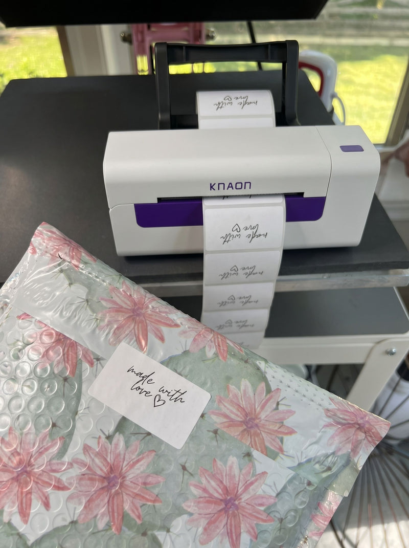 KNAON Y486AP AirPrint thermal label printer printing thank you stickers for small business packaging