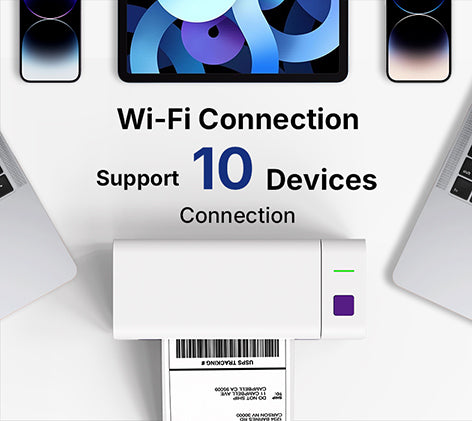 KNAON Y486AP AirPrint wireless thermal label printer supports Wi-Fi connection for up to 10 devices