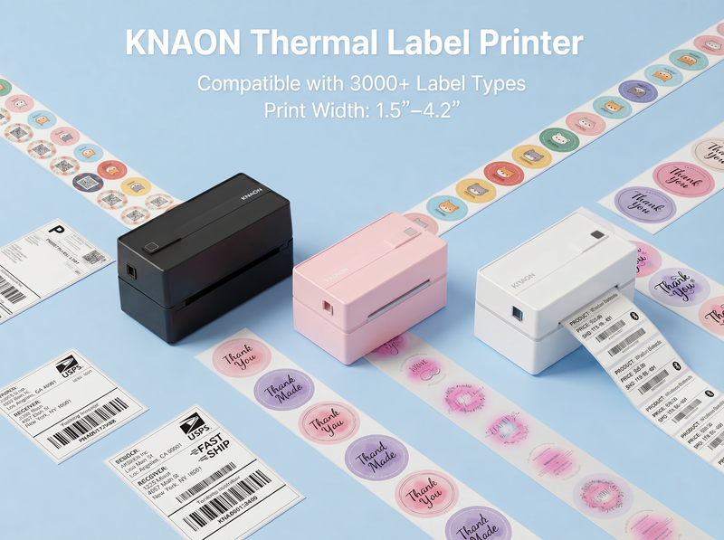 KNAON Y813BT Bluetooth thermal label printer for shipping labels, product labels, thank you stickers, and small business packaging